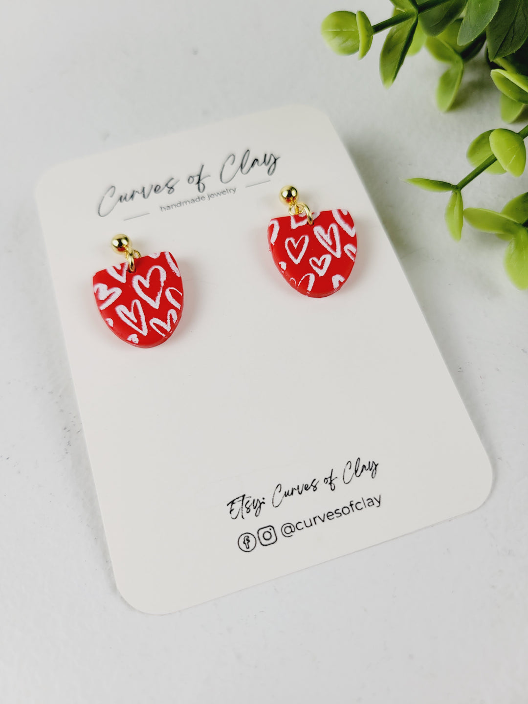 Curves of Clay, Valentine & Love Inspired Clay Dangle Earrings