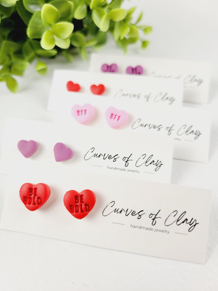 Curves of Clay, Valentine & Love Inspired Stud Earrings