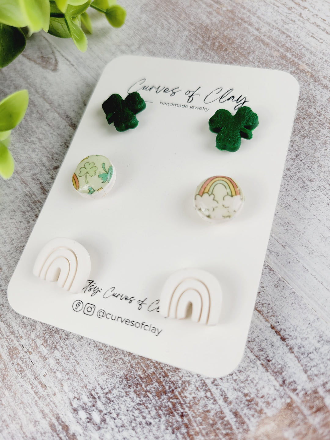 Curves of Clay, Easter and St. Patrick's Day Earrings