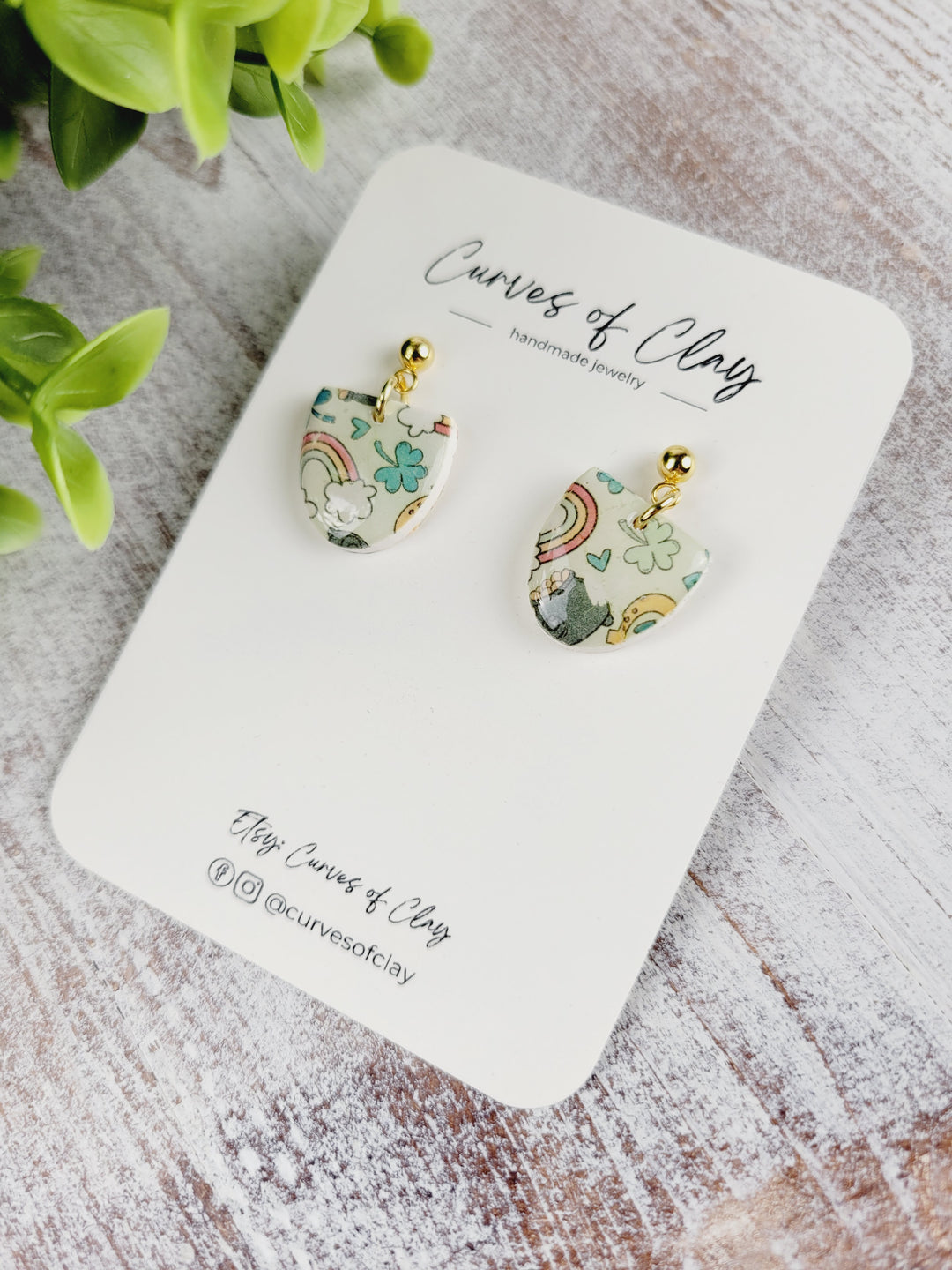 Curves of Clay, Easter and St. Patrick's Day Earrings