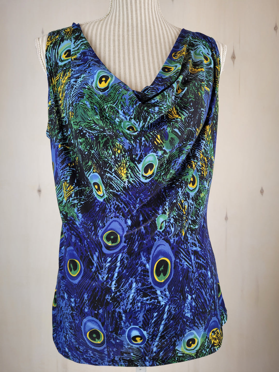 INTERNATIONAL COMPANY PEACOCK BLOUSE LADIES LARGE PRE-LOVED