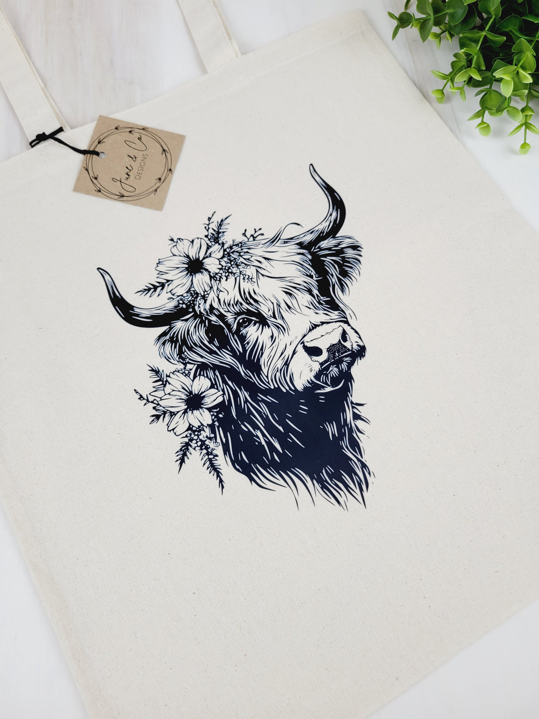 June & Co Designs, Highland Cow Canvas Bags