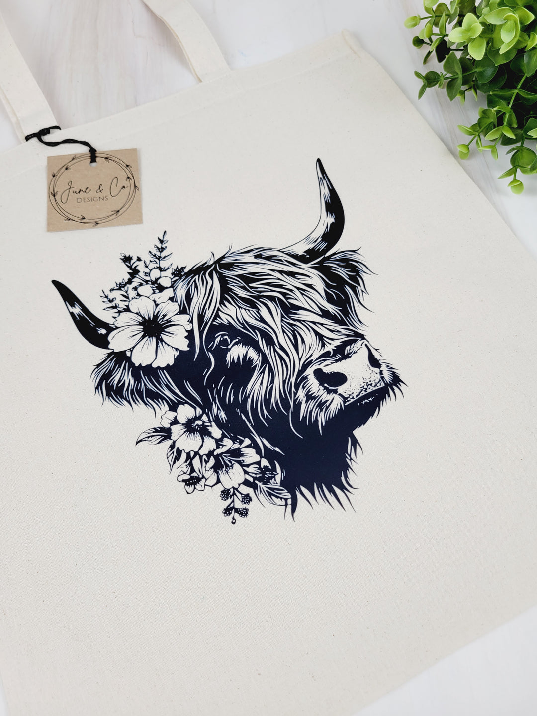 June & Co Designs, Highland Cow Canvas Bags