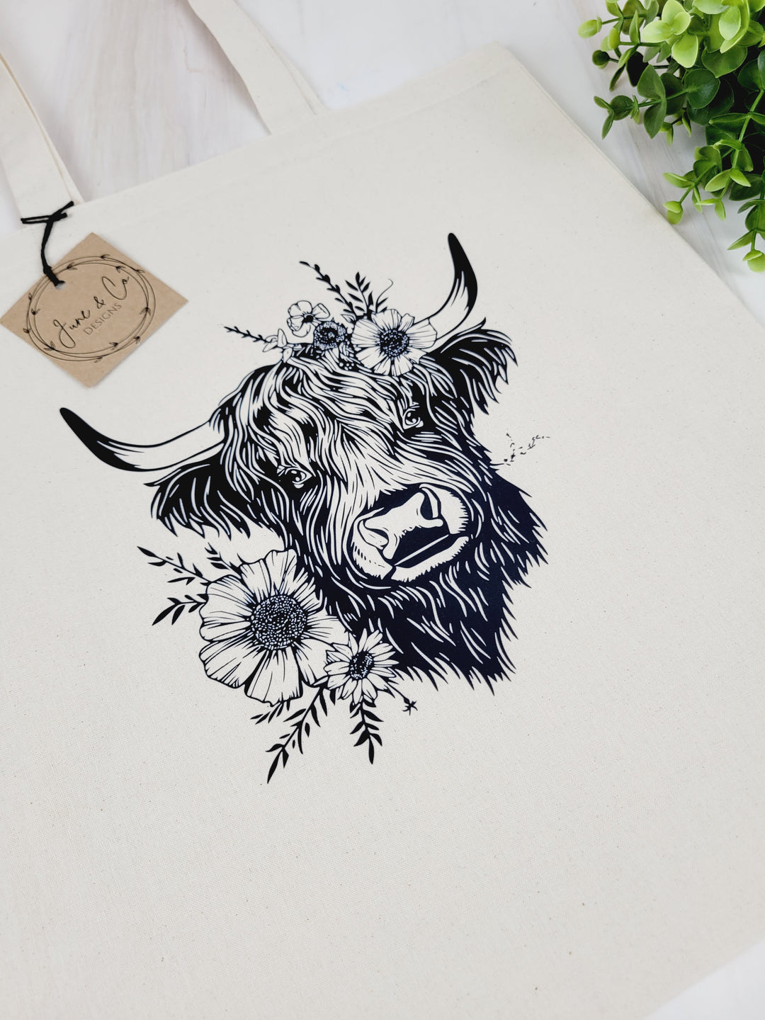 June & Co Designs, Highland Cow Canvas Bags