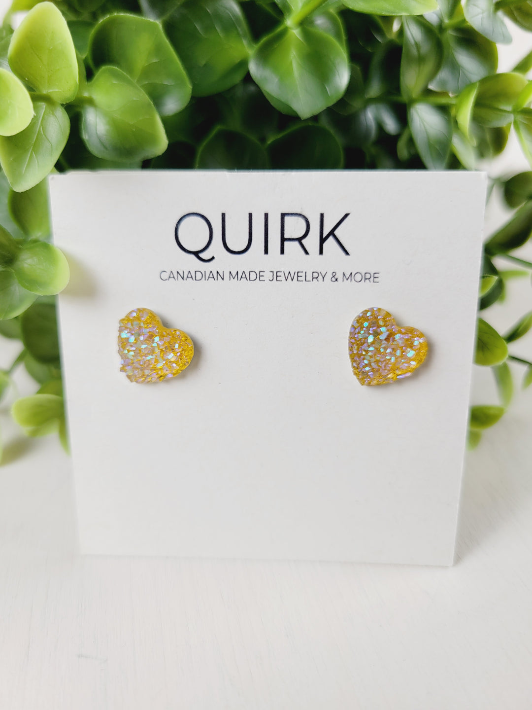 Quirk Handmade Jewelry, Glitter & Druzy Stud Earrings