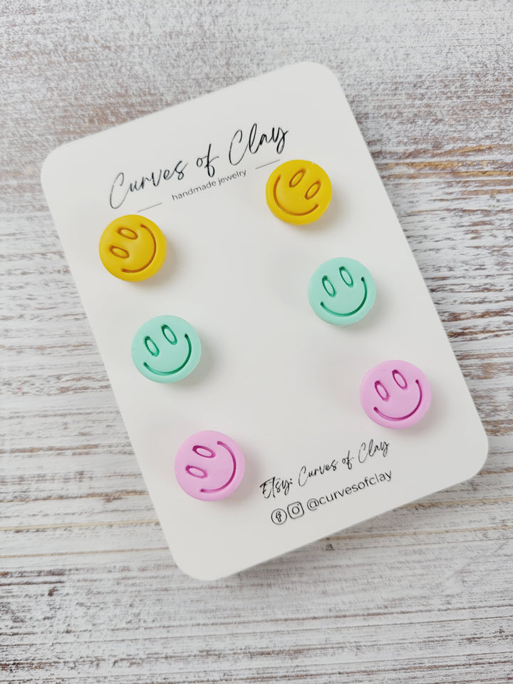 Curves of Clay, Everyday Stud Earrings 3 Pack