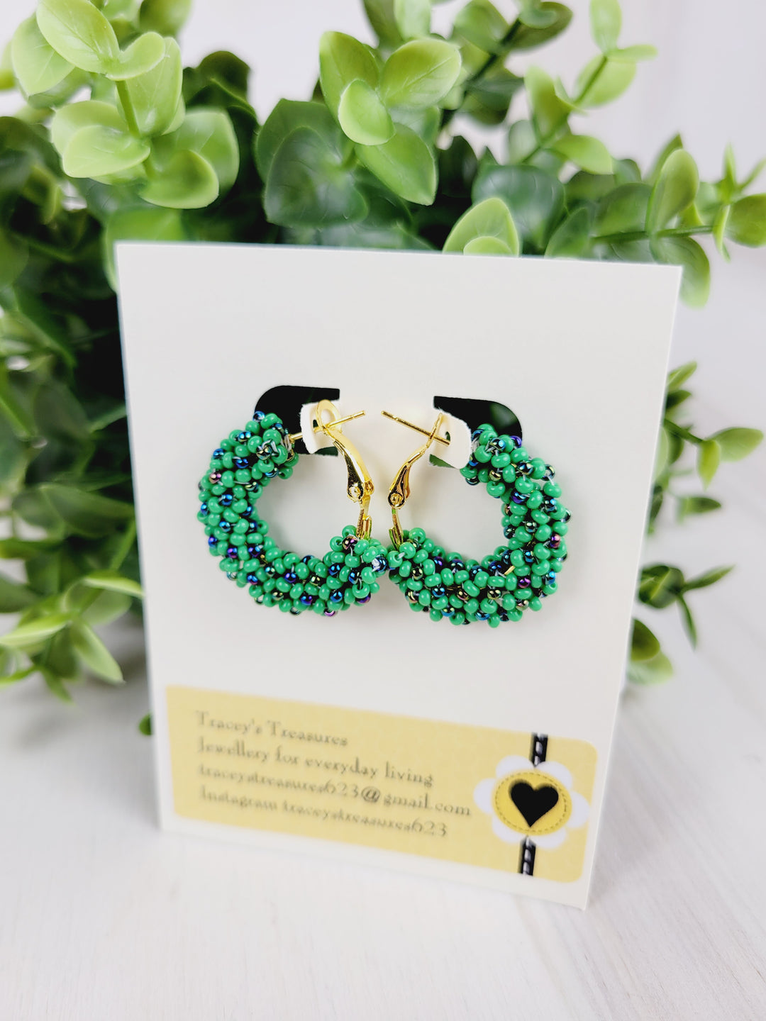 Tracey's Treasures, Beaded Hoop Earrings