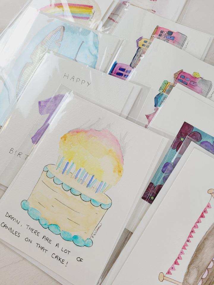 Original Art by Paige Elshaw, Watercolour Greeting Cards (5x7)