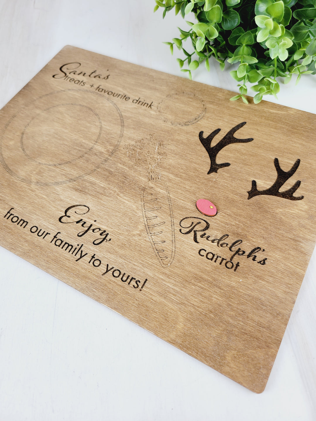 Rough Cut Dezigns, Wooden Engraved Santa Food Tray