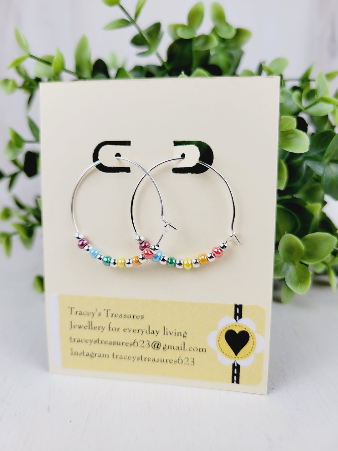 Tracey's Treasures, Beaded Hoop Earrings