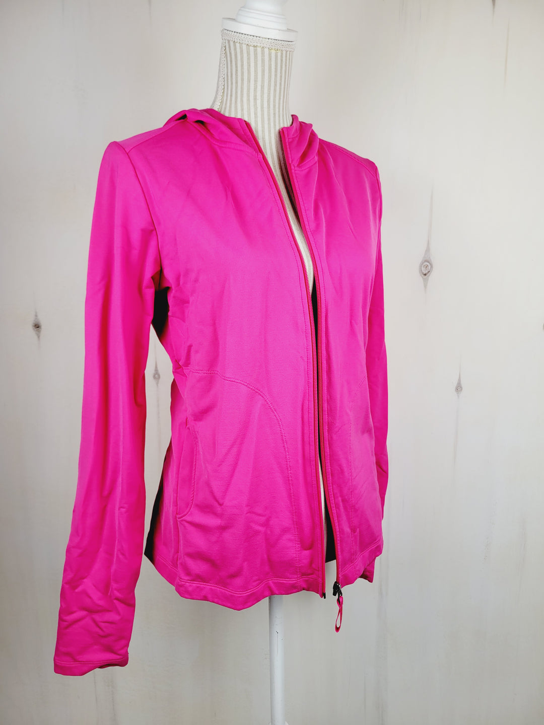 TUFF ATHLETICS PINK ZIP HOODIE LADIES LARGE PRE-LOVED