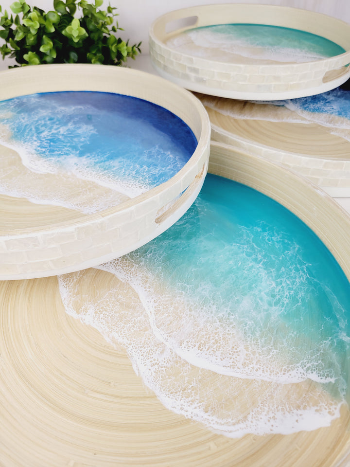 Kristi Scott Art, Wood & Resin Shoreline Shell Trays