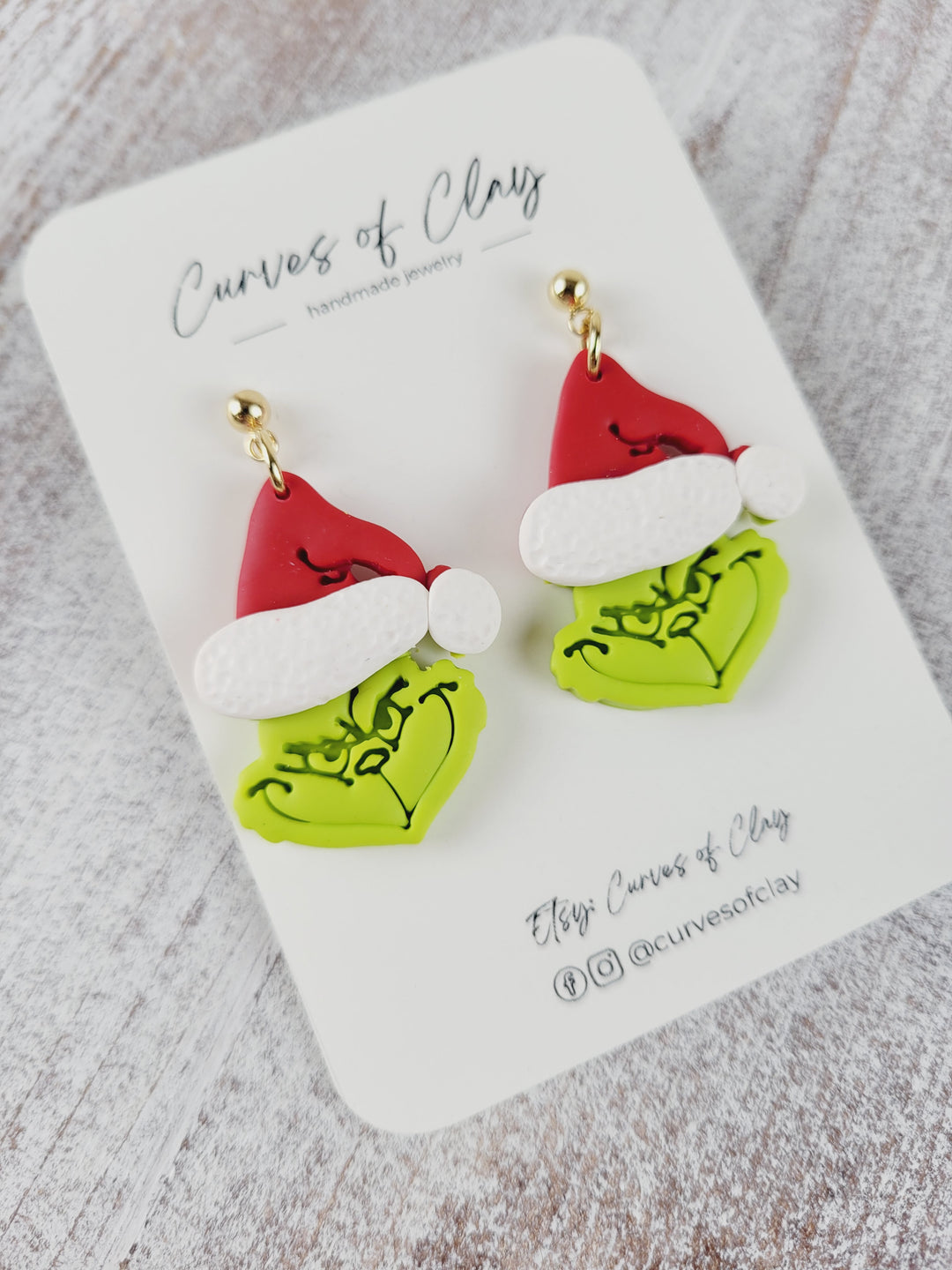 Curves of Clay, Holiday Dangle Earrings