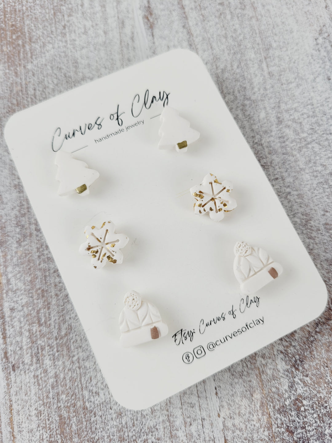 Curves of Clay, Holiday Stud Earrings 3 Pack