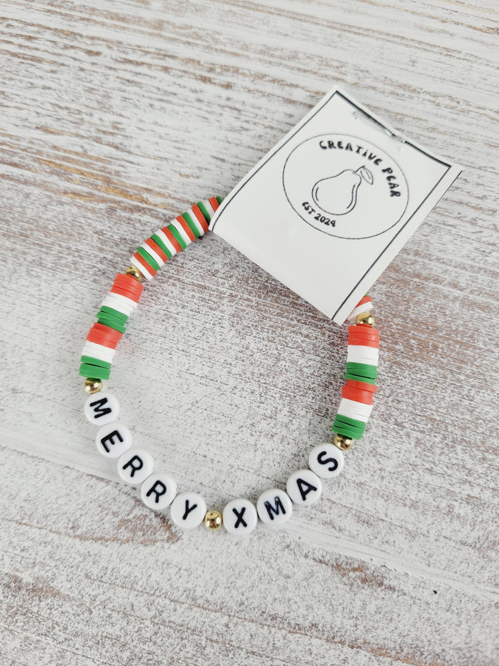 Creative Pear, Letterbead Clay Bracelets - Holiday Themed