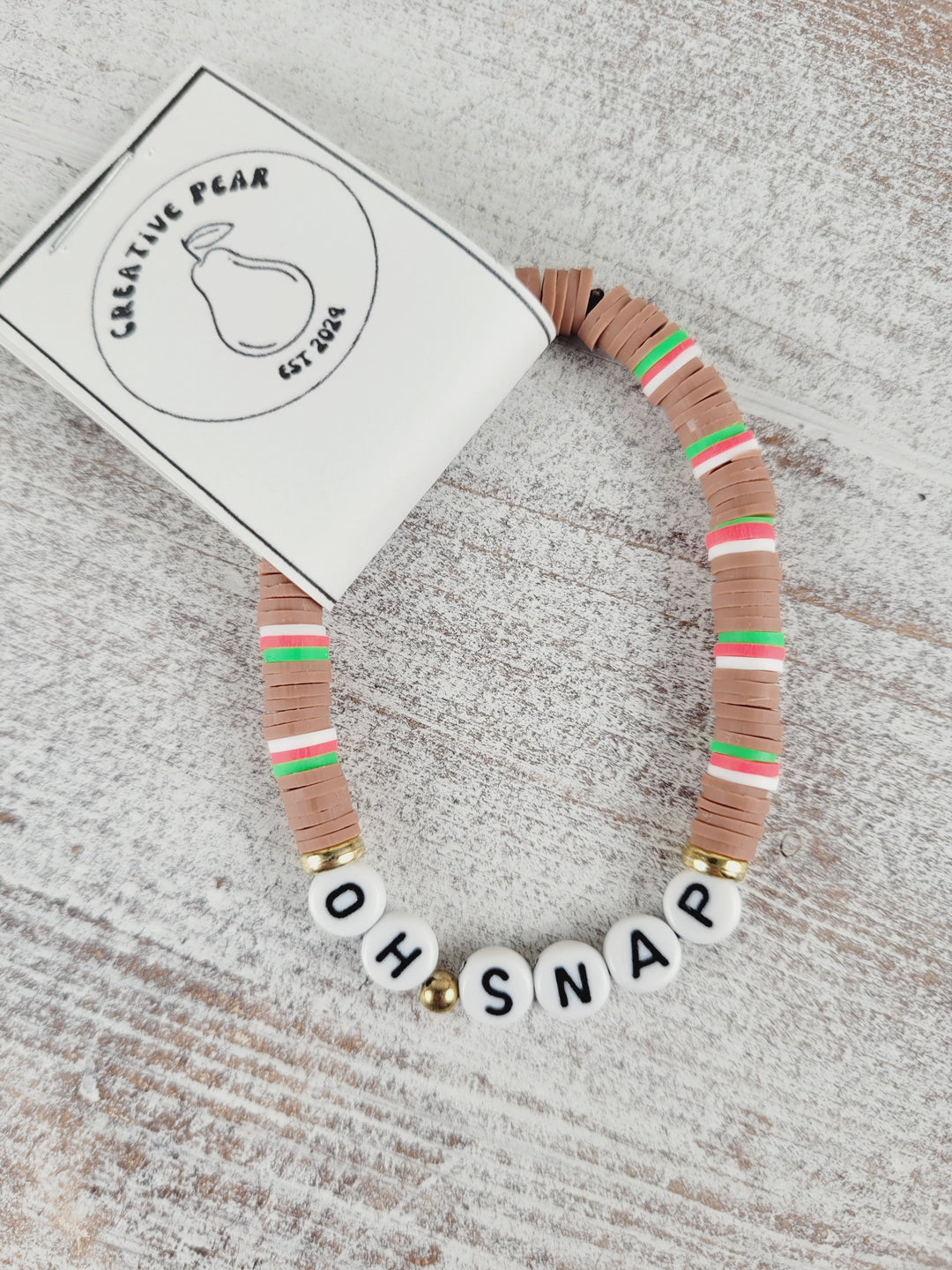 Creative Pear, Letterbead Clay Bracelets - Holiday Themed