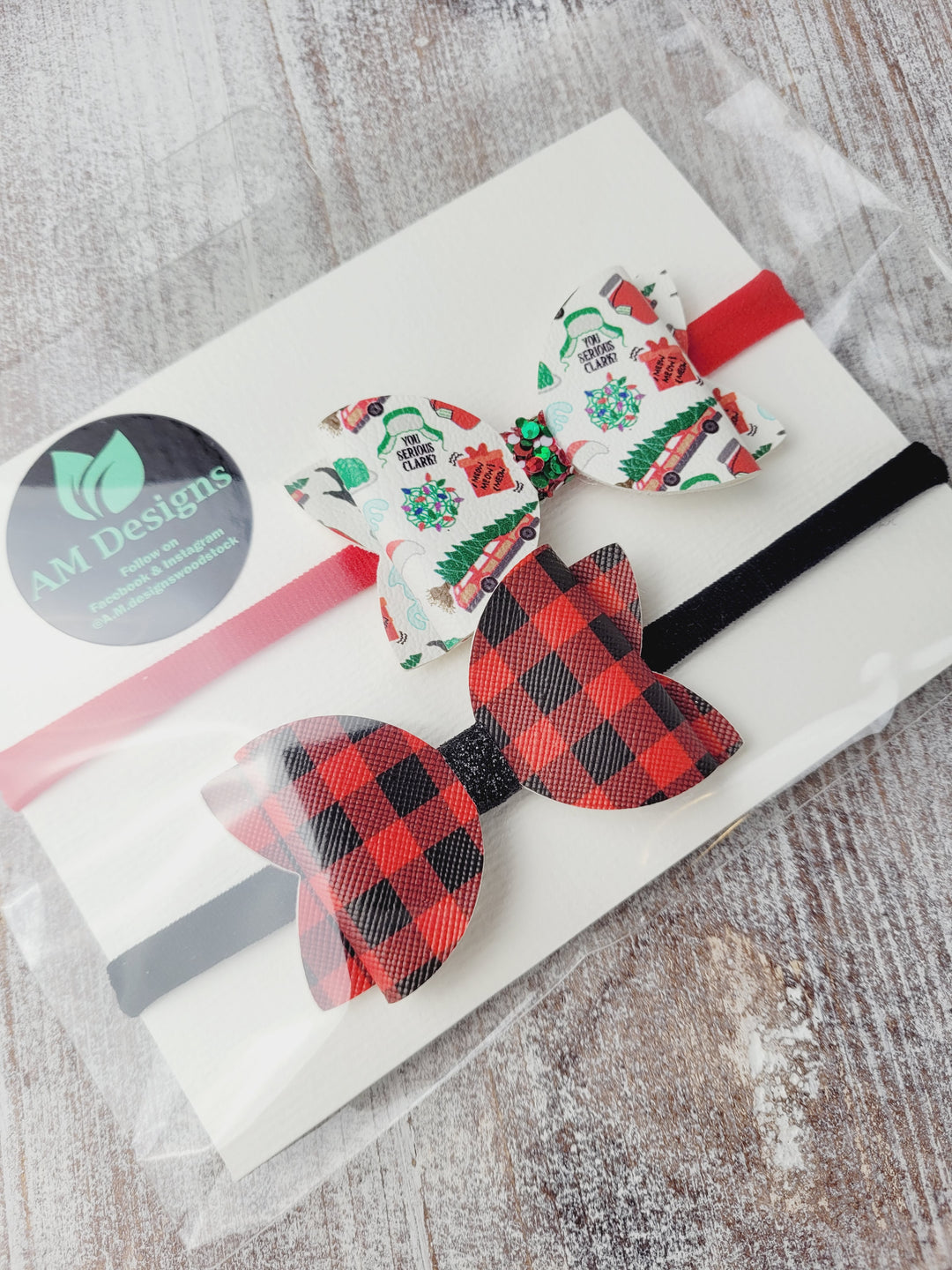 AM Designs, Holiday 2 Pack Bows on Nylon Band