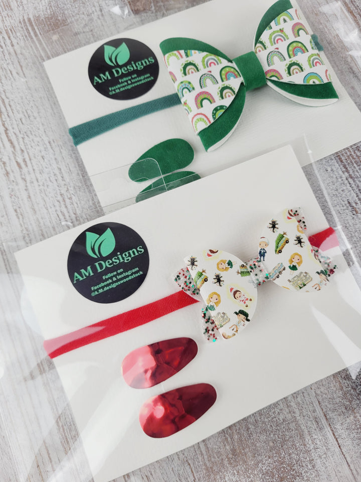 AM Designs, Holiday Nylon Bow & Snap Clip Sets