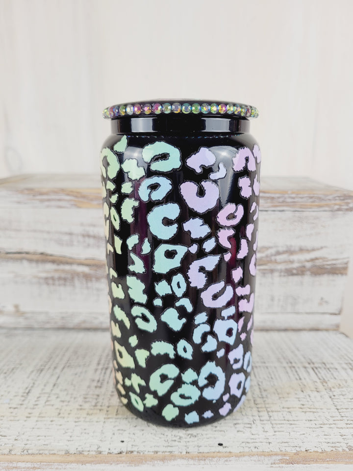 Lindsay's Creations, Fog & Glitter Glass Tumbler with Lid