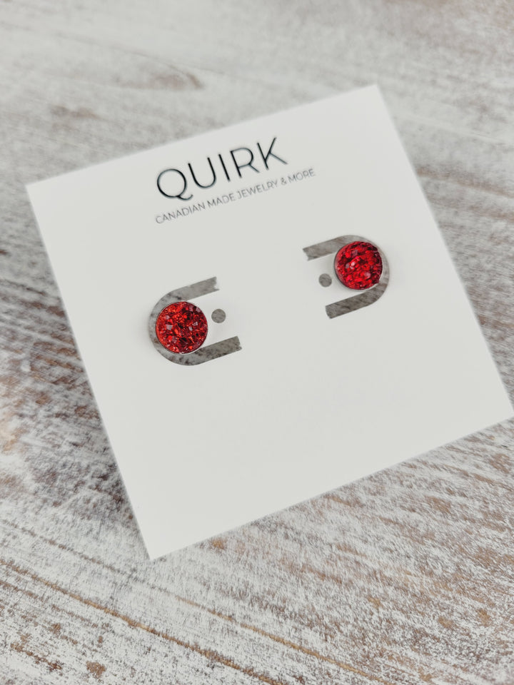 Quirk Handmade Jewelry, Glitter & Druzy Stud Earrings