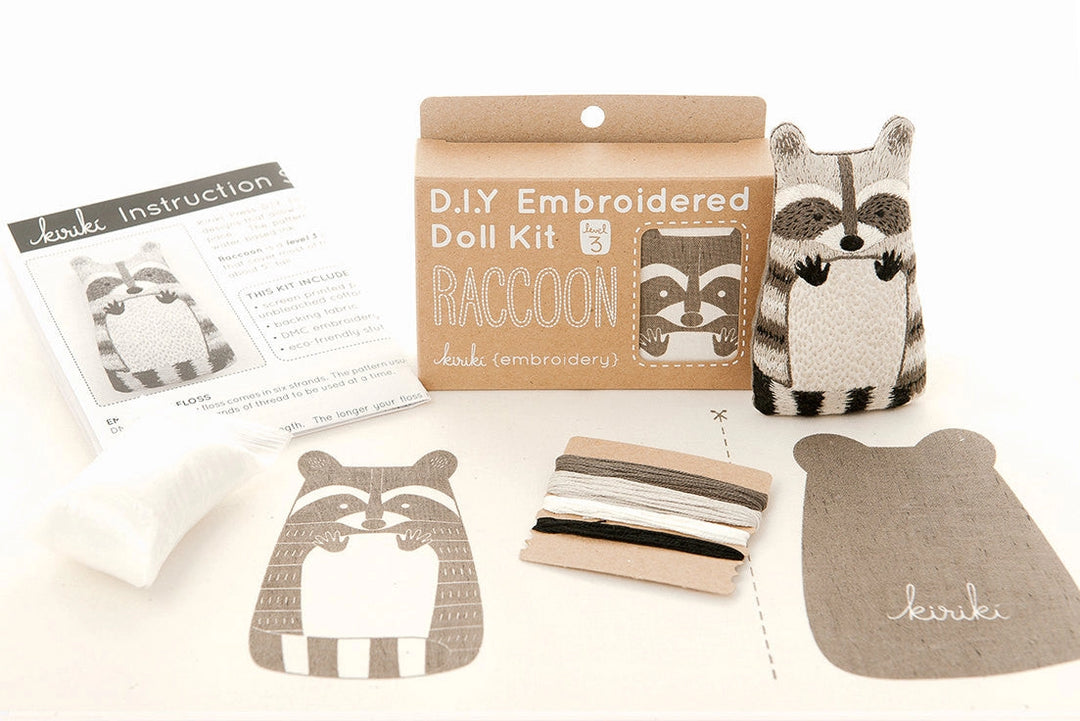 Kiriki Press, DIY Embroidered Doll Kit - Racoon