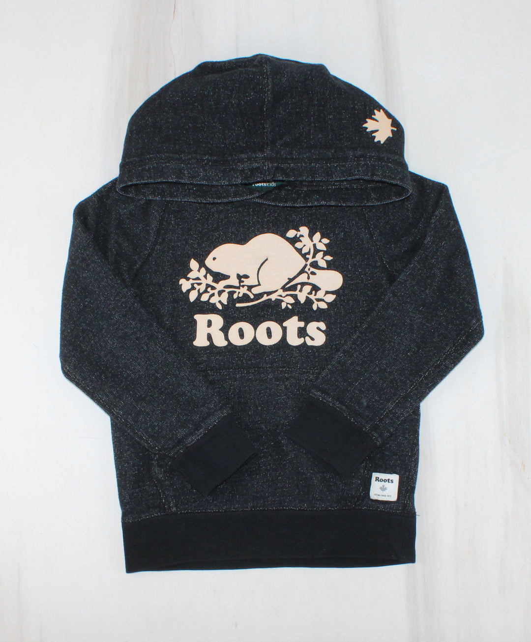 ROOTS CHARCOAL HOODIE 5-6Y PRE-LOVED