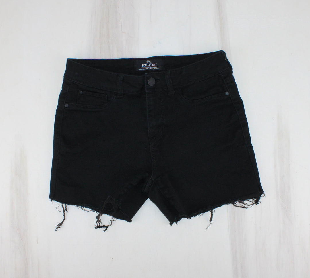 JORDACHE BLACK STRETCH DENIM SHORTS LADIES SIZE 6 PRE-LOVED