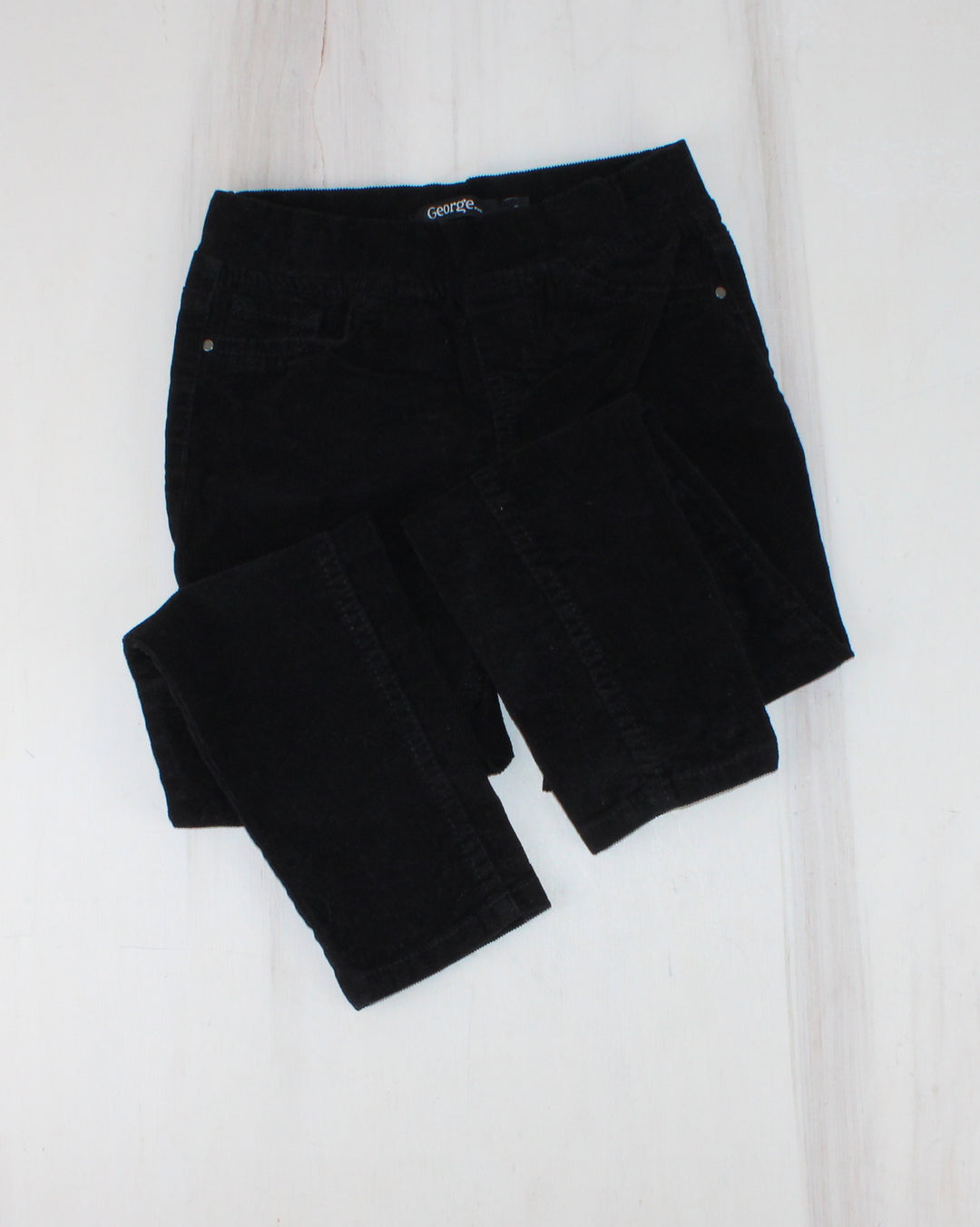 GEORGE CORDUROY PANTS BLACK 6Y PRE-LOVED