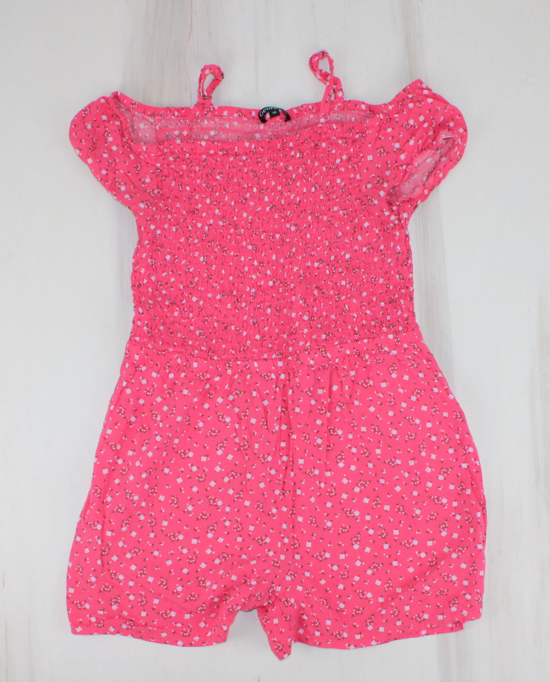 GEORGE CORAL FLORAL ROMPER GIRLS 10Y PRE-LOVED