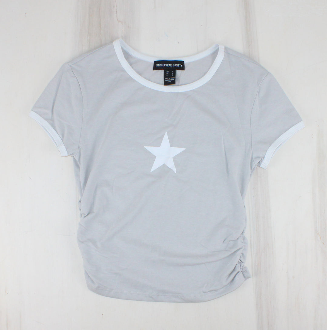 STREETWEAR SOCIETY GREY STAR TOP LADIES SMALL PRE-LOVED