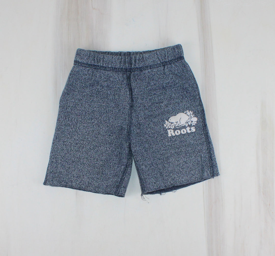 ROOTS BLUE SWEAT SHORTS 4Y PRE-LOVED