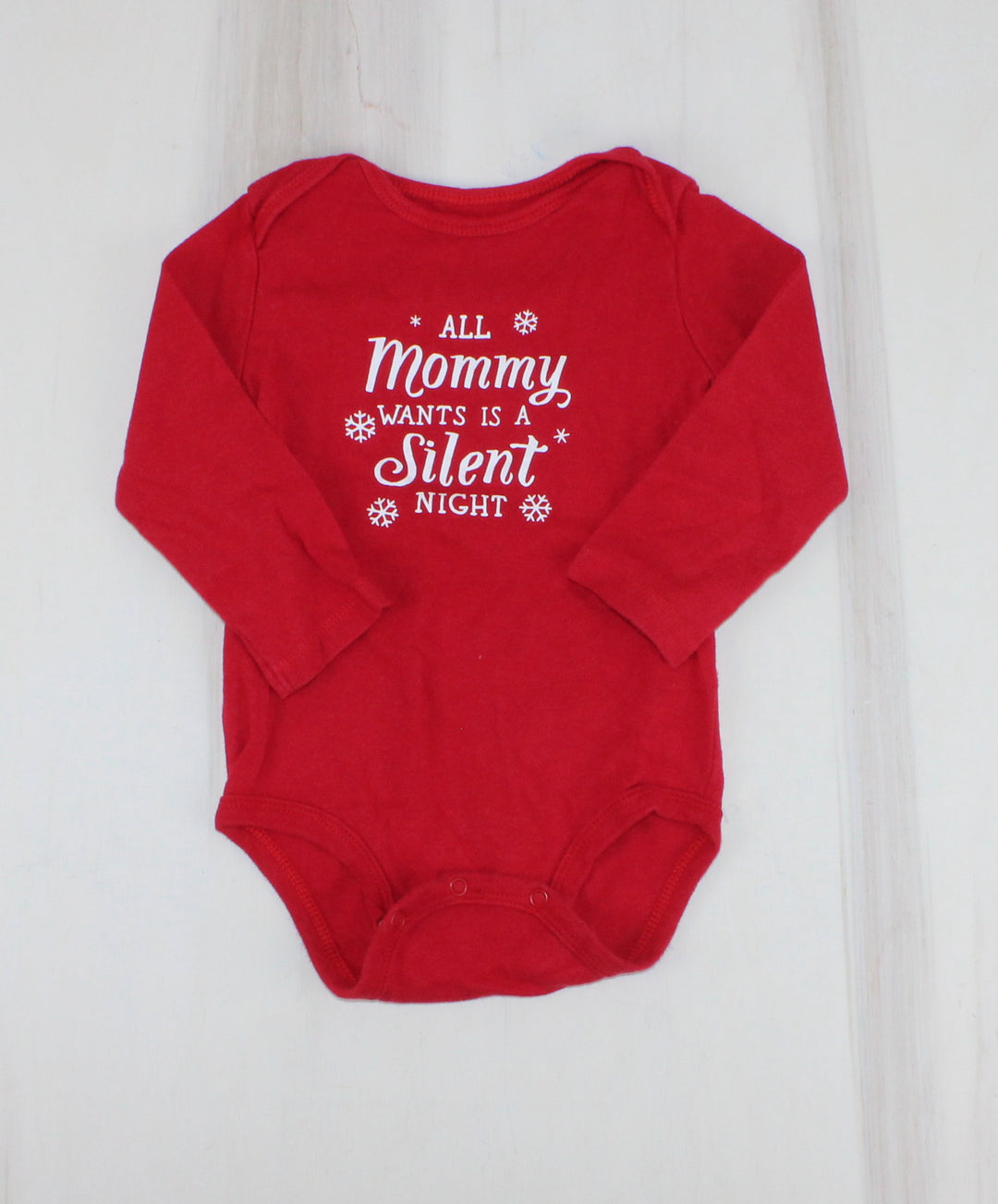 CARTERS SILENT NIGHT RED ONESIE 18M PRE-LOVED