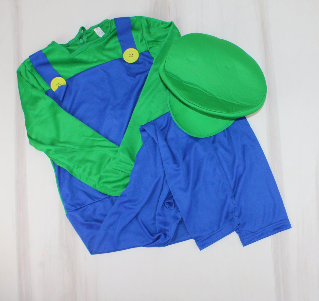 LUIGI COSTUME WITH HAT MENS LARGE PRE-LOVED