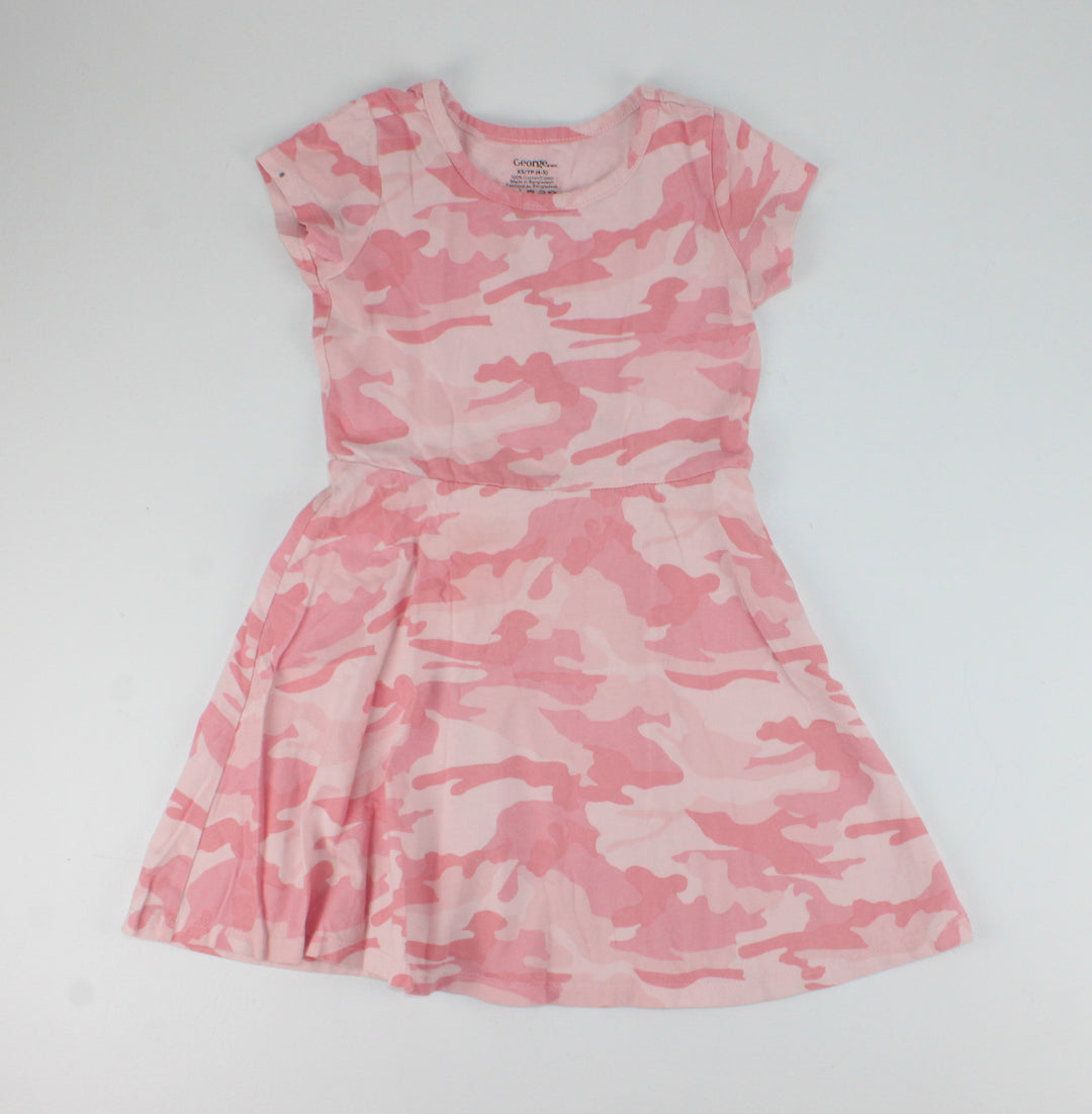 GEORGE PINK PASTEL CAMO DRESS 4/5Y PRE-LOVED