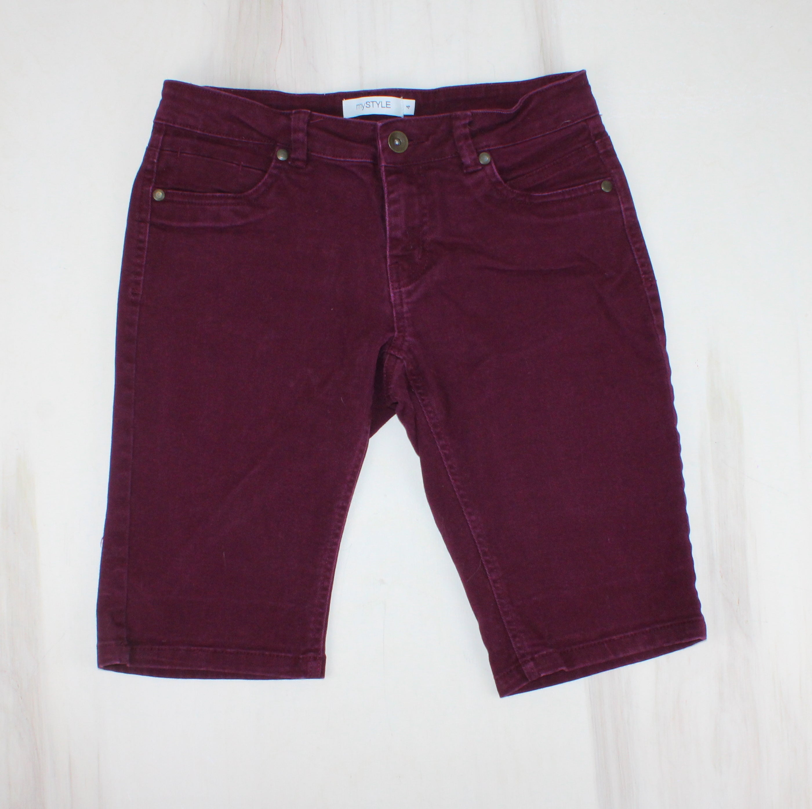 MY STYLE DARK PURPLE DENIM SHORTS LADIES SIZE 4 PRE LOVED Betty s Marketplace