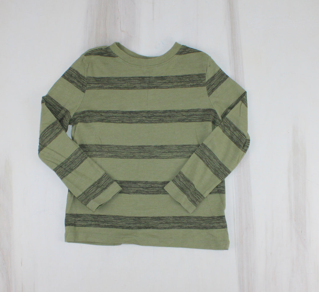 OLD NAVY GREEN STRIPED TOP 5Y PRE-LOVED