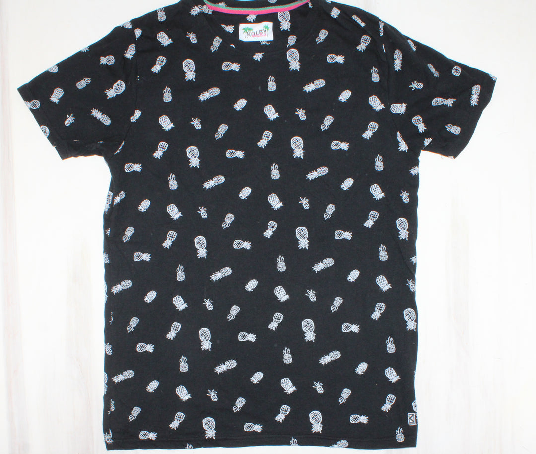 KOLBY PINEAPPLE BLACK TSHIRT MENS SMALL PRE-LOVED