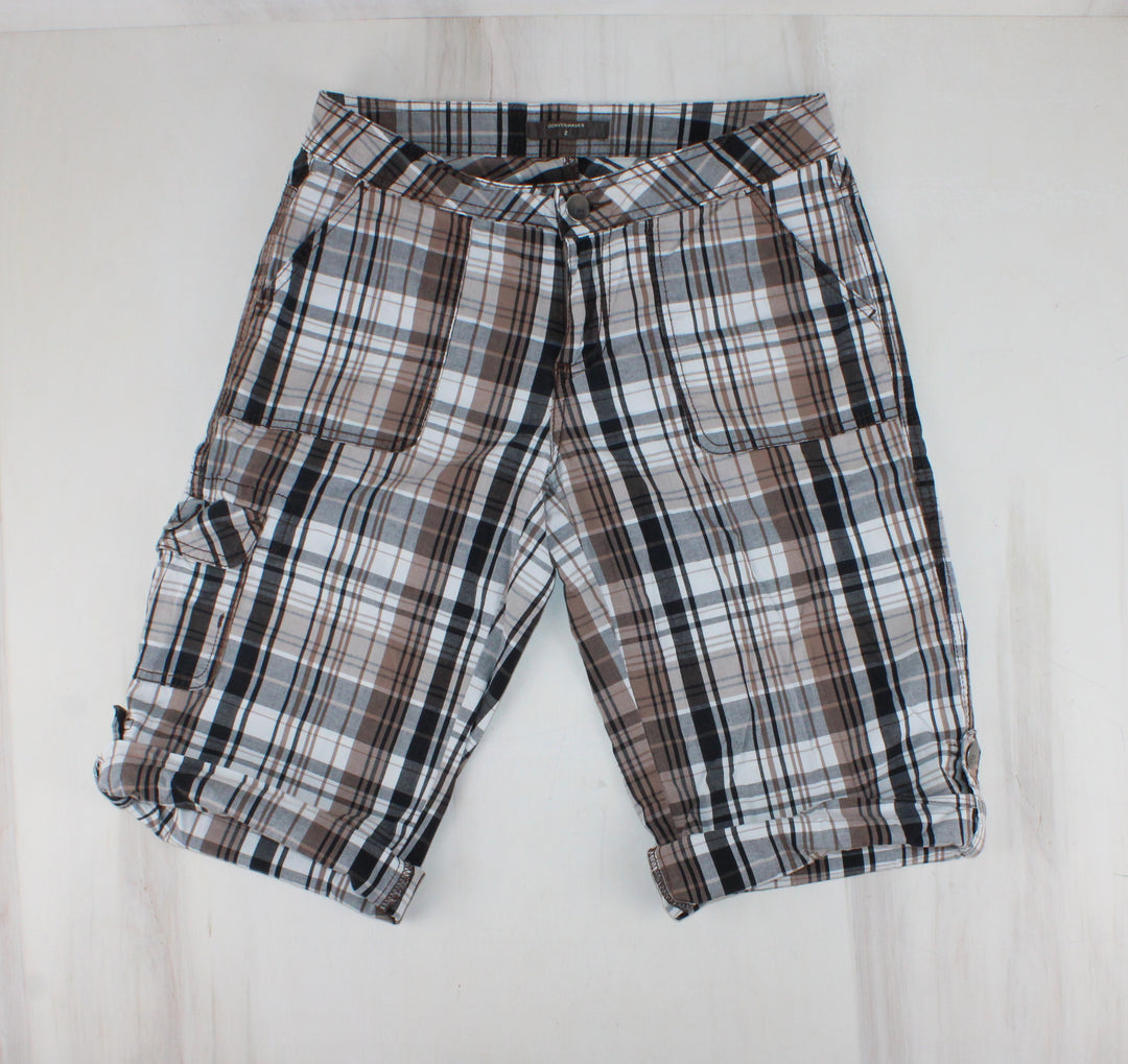 DENVER HAYES BROWN PLAID CAPRIS LADIES SIZE 2 PRE-LOVED