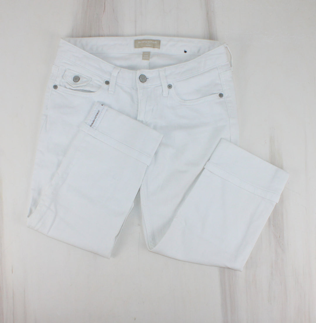 BANANA REPUBLIC WHITE JEAN CAPRIS PETITE LADIES 1/25 PRE-LOVED