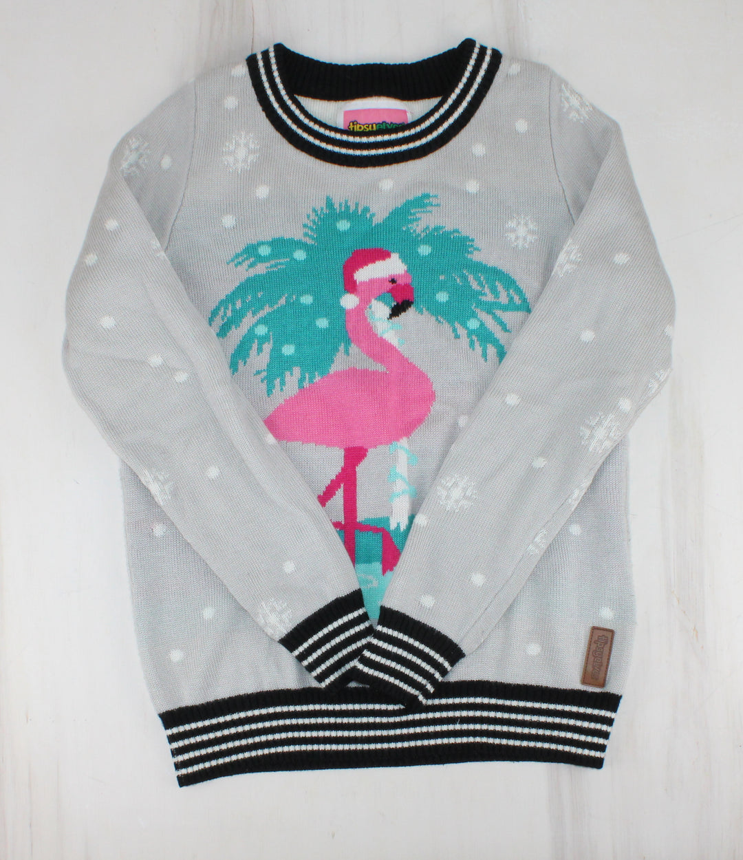 TIPSY ELVES FLAMINGO HOLIDAY SWEATER LADIES MEDIUM PRE-LOVED