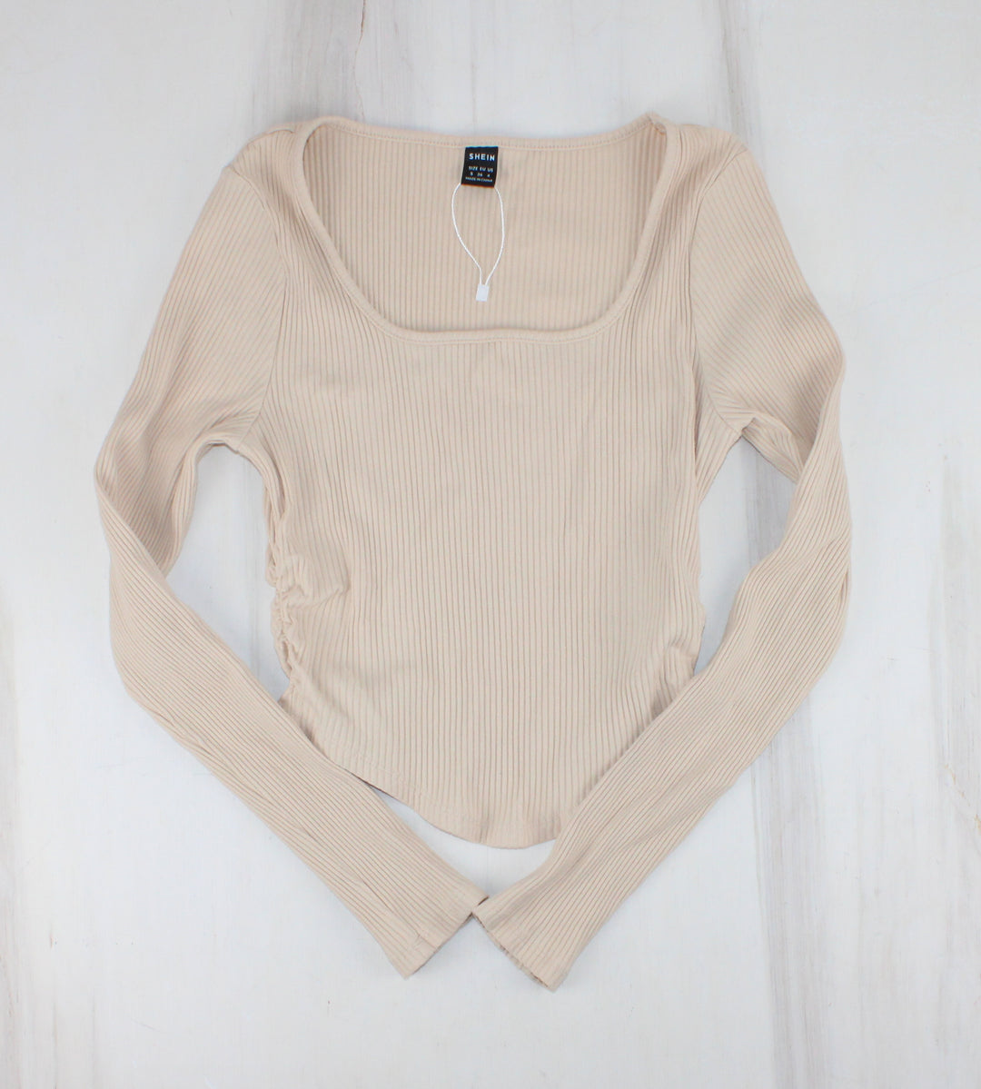 SHEIN TAN RIBBED TOP LADIES SMALL PRE-LOVED (UNWORN)