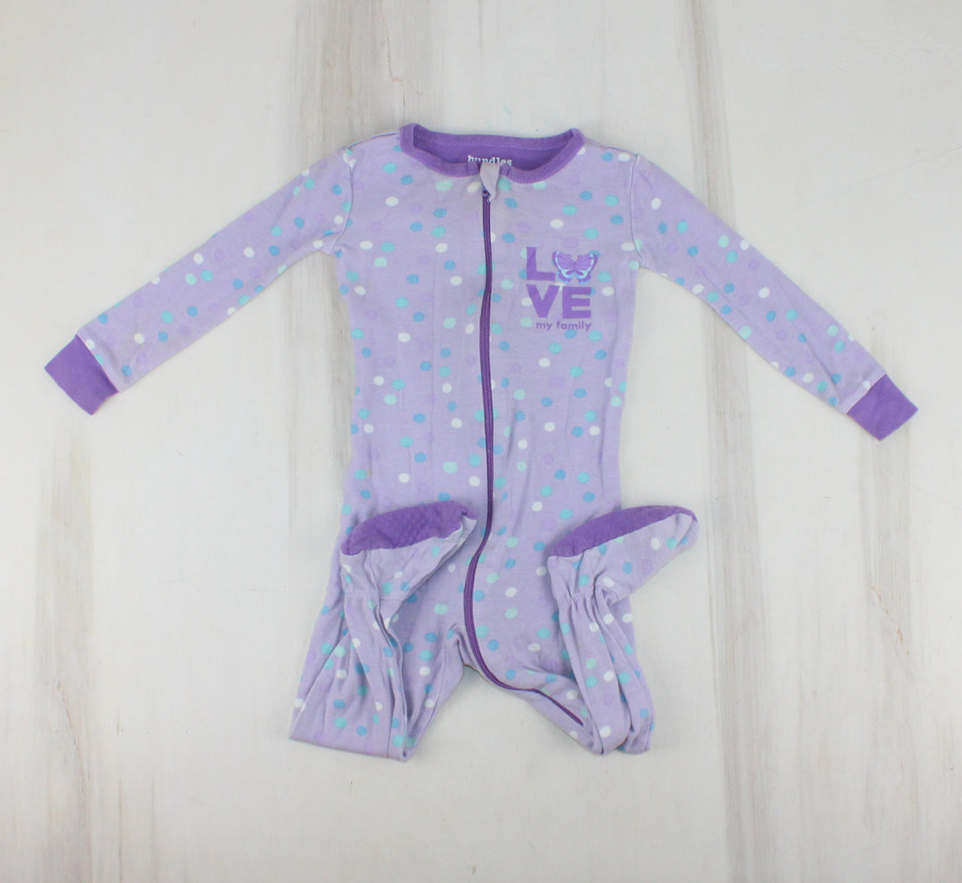 CHILDRENS PLACE PURPLE POLKADOT PYJAMAS 12-18M PRE-LOVED