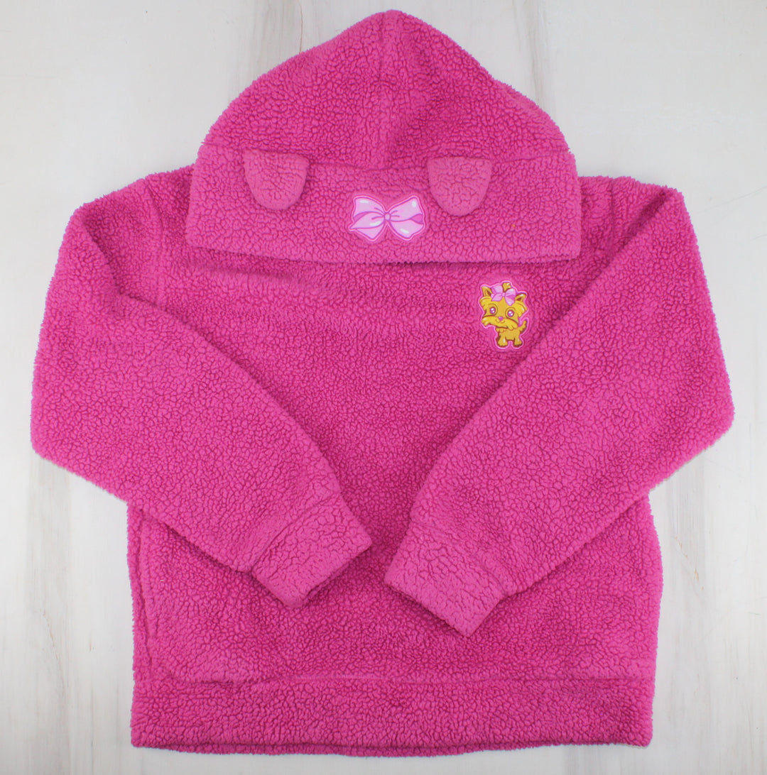 PINK FLEECY SWEATER WITH DOG KIDS MEDIUM PRE-LOVED