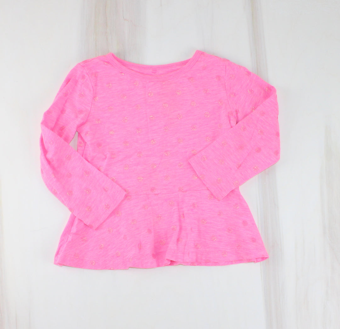 CARTERS PINK GLITTER POLKA DOT TOP 4Y PRE-LOVED