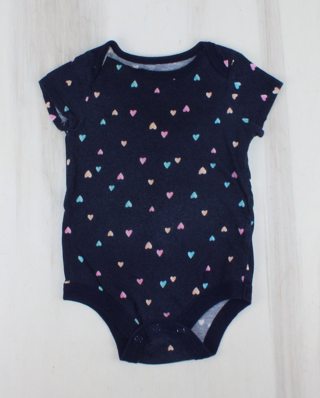 GEORGE NAVY HEART ONESIE 6-12M PRE-LOVED