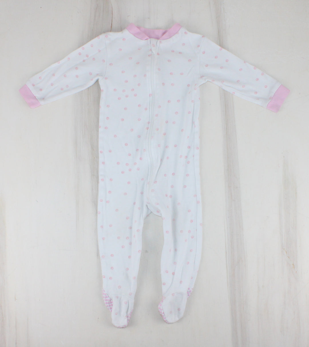 GEORGE PINK POLKA DOT SLEEPER 6-12M PRE-LOVED