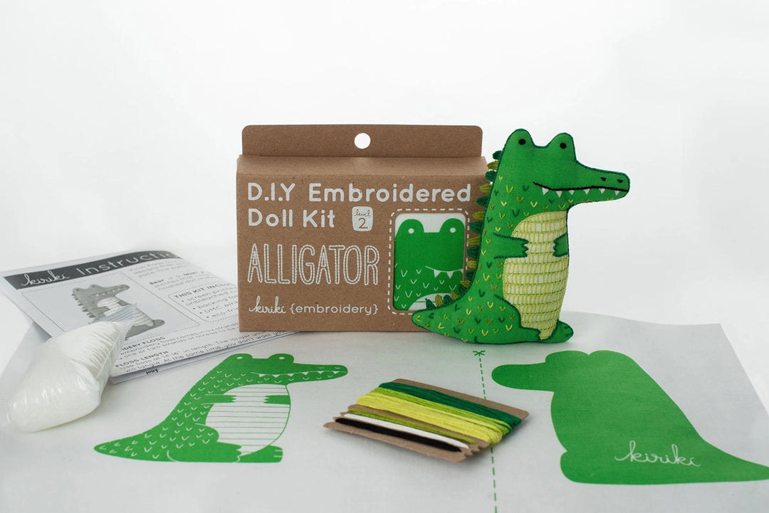 Kiriki Press, DIY Embroidered Doll Kit - Alligator