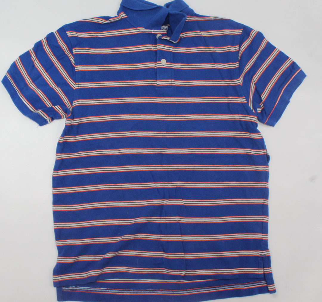 OLD NAVY BLUE/ORANGE STRIPED GOLF SHIRT 10-12Y EUC